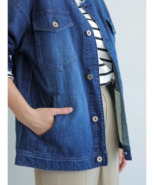 AMERICAN HOLIC（アメリカンホリック）の「ノーカラーCPOブルゾン（ブルゾン・レディース・オフホワイト/インディゴブルー・FREE）」の15枚目の写真