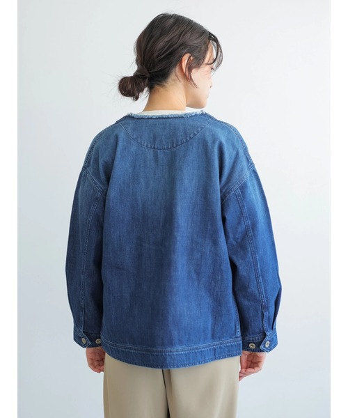 AMERICAN HOLIC（アメリカンホリック）の「ノーカラーCPOブルゾン（ブルゾン・レディース・オフホワイト/インディゴブルー・FREE）」の5枚目の写真