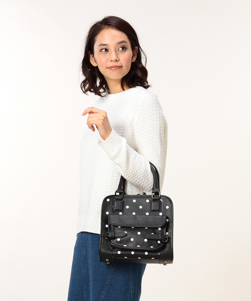 ROSE BUD（ローズバッド）の「M02990-1 LEATHER SMALL SQUARE BAG（ショルダーバッグ・レディース・ブラック/パープル/ブラック×ホワイト・ONE SIZE）」の2枚目の写真