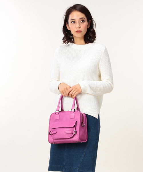 ROSE BUD（ローズバッド）の「M02990-1 LEATHER SMALL SQUARE BAG（ショルダーバッグ・レディース・ブラック/パープル/ブラック×ホワイト・ONE SIZE）」の3枚目の写真