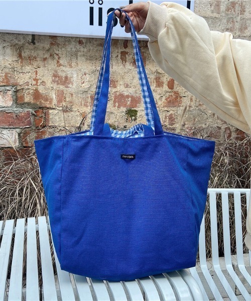 SFW（エスエフダブリュー）の「リバーシブル トート&ショルダーバッグ ギンガムチェック（トートバッグ・レディース・ブラック/イエロー/カーキ/ブルー/ピンク・FREE）」の3枚目の写真