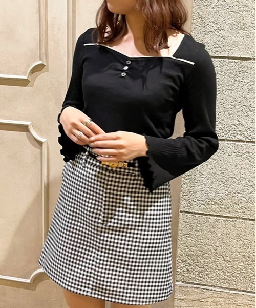 apres jour（アプレジュール）の「ハートネック針抜きトップス【ZOZOTOWN限定アイテム】（Tシャツ/カットソー・レディース・ラベンダー/ブラック/アイボリー/モカ/サックスブルー・フリー/X-LARGE）」の7枚目の写真