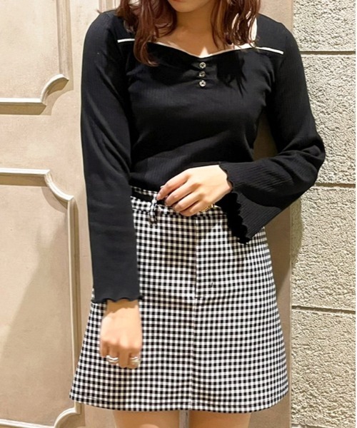 apres jour（アプレジュール）の「ハートネック針抜きトップス【ZOZOTOWN限定アイテム】（Tシャツ/カットソー・レディース・ラベンダー/ブラック/アイボリー/モカ/サックスブルー・フリー/X-LARGE）」の6枚目の写真