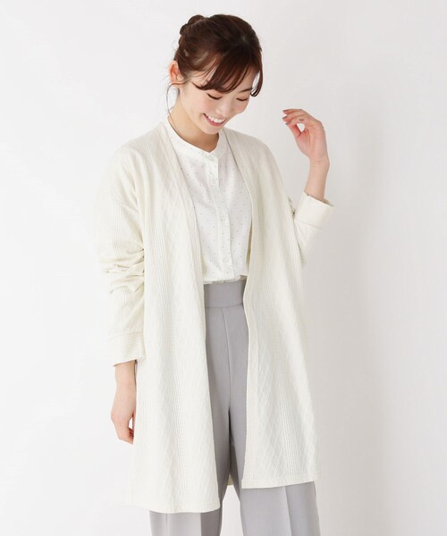 pink adobe(ピンクアドベ)の「◆【M-LL】ふくれジャカードトッパーカーディガン(カーディガン/ボレロ・レディース・ダークブラウン/アイボリー/キャメル・40/38/42)」の1枚目の写真