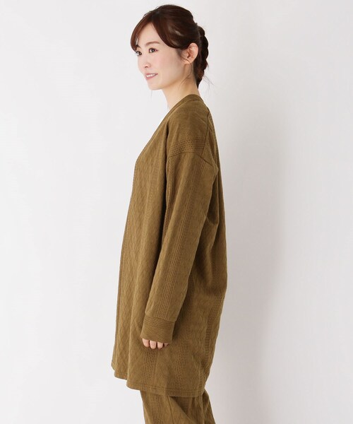 pink adobe(ピンクアドベ)の「◆【M-LL】ふくれジャカードトッパーカーディガン(カーディガン/ボレロ・レディース・ダークブラウン/アイボリー/キャメル・40/38/42)」の8枚目の写真