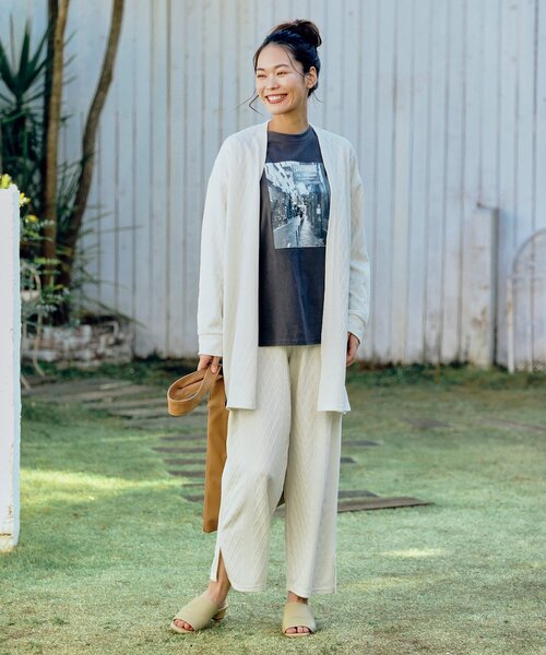 pink adobe(ピンクアドベ)の「◆【M-LL】ふくれジャカードトッパーカーディガン(カーディガン/ボレロ・レディース・ダークブラウン/アイボリー/キャメル・40/38/42)」の5枚目の写真