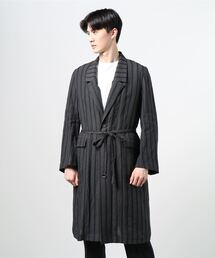 ROBES&CONFECTIONS | Robes&Confections/ローブス&コンフェクションズ/ブラックツイルストライプリネンコート(ステンカラーコート)