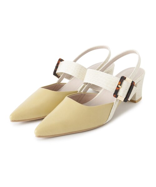ESPERANZA（エスペランサ）の「◆【残りわずか】べっ甲バックルベルトコンビパンプス（サンダル・レディース・ブラック系8/イエロー系8/アイボリー系8・L/S/LL/M）」の3枚目の写真