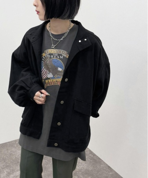 apres jour mignon(アプレジュールミニョン)の「バックレースアップミリタリーブルゾン【ZOZOTOWN限定アイテム】(ブルゾン・レディース・カーキ/ブラック・フリー/X-LARGE)」の3枚目の写真