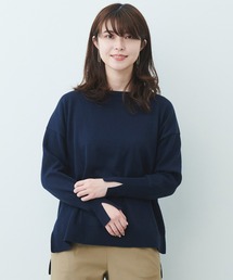 IEDIT ゆるっと着られて華奢見えする コットンシルク素材ニット