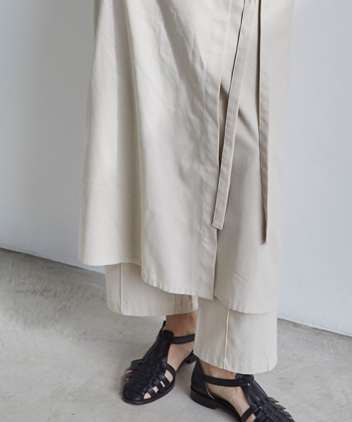 BONLECILL（ボンルシール）の「リネンライク センタータックイージーパンツ（スラックス・レディース・ブラウン/バーガンディー/アイボリー・FREE）」の7枚目の写真