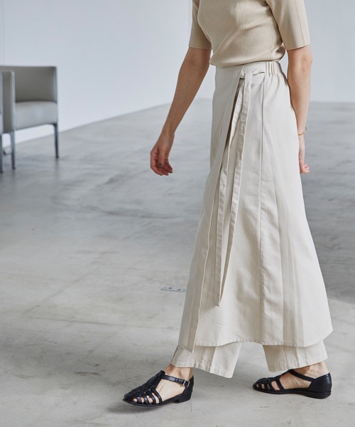 BONLECILL（ボンルシール）の「リネンライク センタータックイージーパンツ（スラックス・レディース・ブラウン/バーガンディー/アイボリー・FREE）」の8枚目の写真
