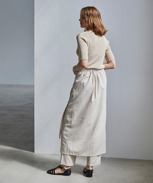 BONLECILL（ボンルシール）の「リネンライク センタータックイージーパンツ（スラックス・レディース・ブラウン/バーガンディー/アイボリー・FREE）」の10枚目の写真