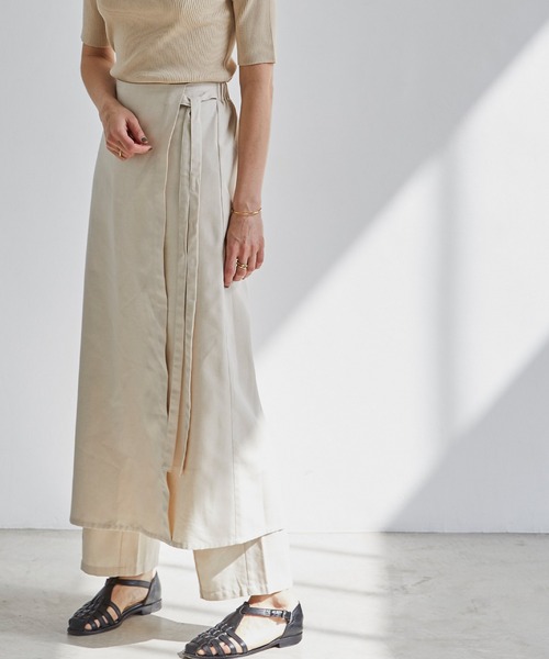 BONLECILL（ボンルシール）の「リネンライク センタータックイージーパンツ（スラックス・レディース・ブラウン/バーガンディー/アイボリー・FREE）」の4枚目の写真
