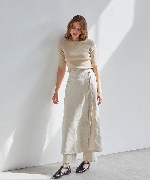 BONLECILL（ボンルシール）の「リネンライク センタータックイージーパンツ（スラックス・レディース・ブラウン/バーガンディー/アイボリー・FREE）」の5枚目の写真