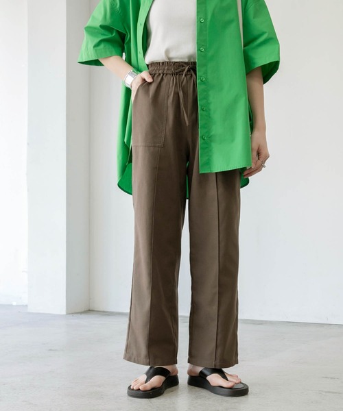 BONLECILL（ボンルシール）の「リネンライク センタータックイージーパンツ（スラックス・レディース・ブラウン/バーガンディー/アイボリー・FREE）」の22枚目の写真