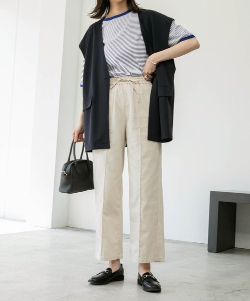 BONLECILL（ボンルシール）の「リネンライク センタータックイージーパンツ（スラックス・レディース・ブラウン/バーガンディー/アイボリー・FREE）」の19枚目の写真