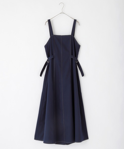 BONLECILL(ボンルシール)の「サイドベルト付きジャンスカワンピース(ジャンパースカート・レディース・ネイビー/アイボリー・FREE)」の4枚目の写真