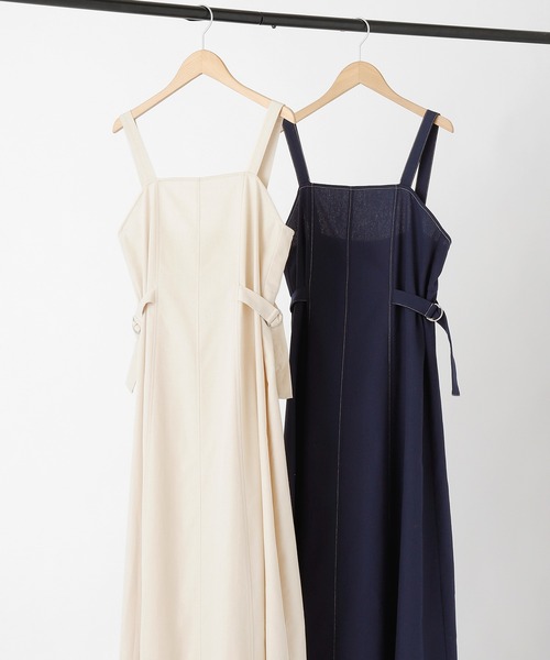 BONLECILL(ボンルシール)の「サイドベルト付きジャンスカワンピース(ジャンパースカート・レディース・ネイビー/アイボリー・FREE)」の5枚目の写真