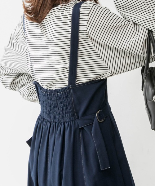 BONLECILL(ボンルシール)の「サイドベルト付きジャンスカワンピース(ジャンパースカート・レディース・ネイビー/アイボリー・FREE)」の21枚目の写真