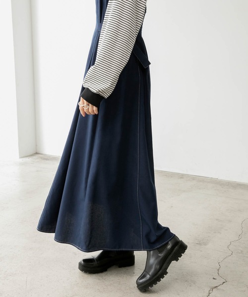 BONLECILL(ボンルシール)の「サイドベルト付きジャンスカワンピース(ジャンパースカート・レディース・ネイビー/アイボリー・FREE)」の19枚目の写真