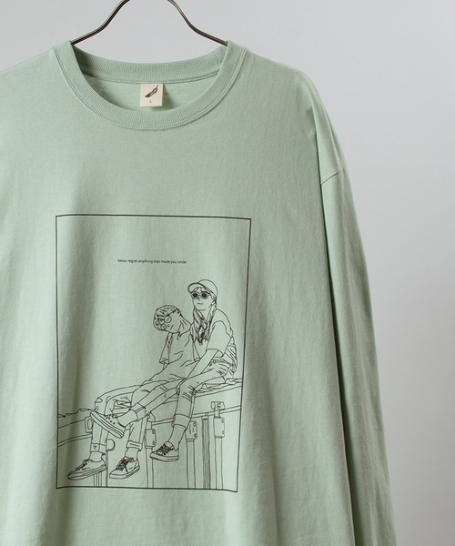 SlashDate(スラッシュデイト)の「手書き風 イラストロングTシャツ(Tシャツ/カットソー・メンズ・ホワイト/ベージュ系その他2/ベージュ系その他/ホワイト系その他2/ベージュ/グリーン系その他/ベージュ系その他3/ホワイト系その他/ブルー系その他/ライトブルー/ホワイト系その他3/グリーン・XL/L/M)」の9枚目の写真