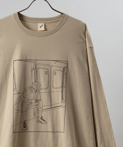 SlashDate(スラッシュデイト)の「手書き風 イラストロングTシャツ(Tシャツ/カットソー・メンズ・ホワイト/ベージュ系その他2/ベージュ系その他/ホワイト系その他2/ベージュ/グリーン系その他/ベージュ系その他3/ホワイト系その他/ブルー系その他/ライトブルー/ホワイト系その他3/グリーン・XL/L/M)」の8枚目の写真