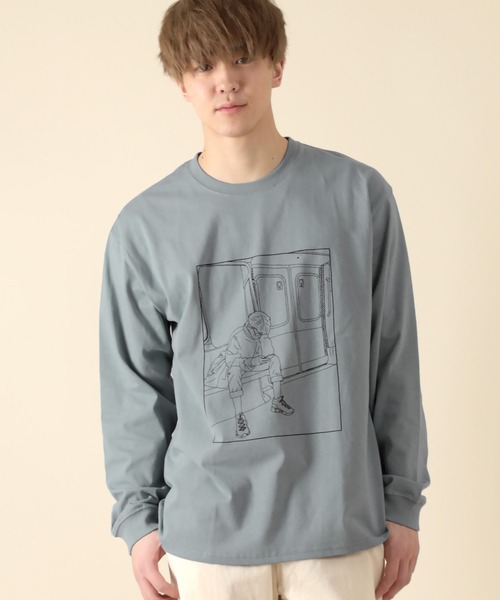 SlashDate(スラッシュデイト)の「手書き風 イラストロングTシャツ(Tシャツ/カットソー・メンズ・ホワイト/ベージュ系その他2/ベージュ系その他/ホワイト系その他2/ベージュ/グリーン系その他/ベージュ系その他3/ホワイト系その他/ブルー系その他/ライトブルー/ホワイト系その他3/グリーン・XL/L/M)」の20枚目の写真