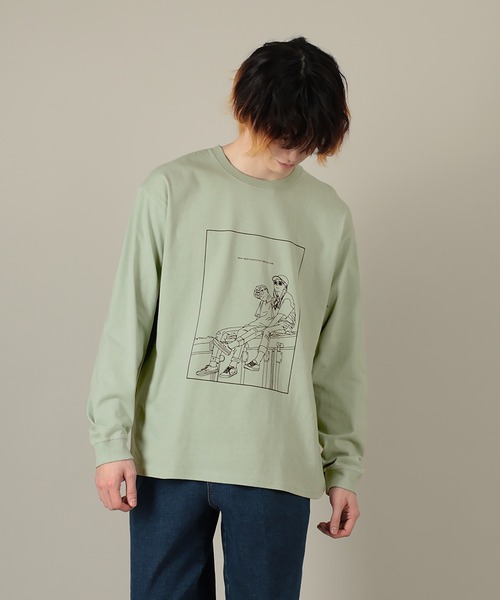 SlashDate(スラッシュデイト)の「手書き風 イラストロングTシャツ(Tシャツ/カットソー・メンズ・ホワイト/ベージュ系その他2/ベージュ系その他/ホワイト系その他2/ベージュ/グリーン系その他/ベージュ系その他3/ホワイト系その他/ブルー系その他/ライトブルー/ホワイト系その他3/グリーン・XL/L/M)」の14枚目の写真