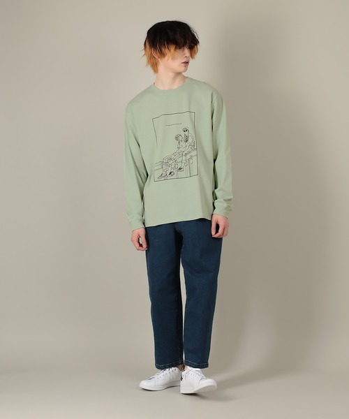 SlashDate(スラッシュデイト)の「手書き風 イラストロングTシャツ(Tシャツ/カットソー・メンズ・ホワイト/ベージュ系その他2/ベージュ系その他/ホワイト系その他2/ベージュ/グリーン系その他/ベージュ系その他3/ホワイト系その他/ブルー系その他/ライトブルー/ホワイト系その他3/グリーン・XL/L/M)」の15枚目の写真