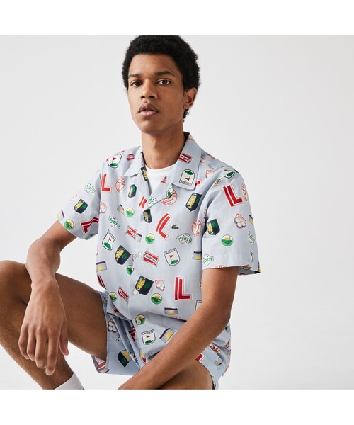 LACOSTE(ラコステ)の「ランドスケープグラフィックオープンネックシャツ(シャツ/ブラウス・メンズ・スカイブルー/ライトブルー/ピンク・38/39/41/40)」の2枚目の写真