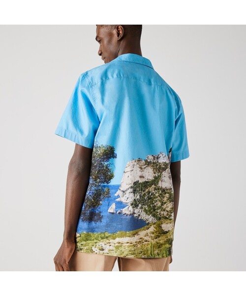 LACOSTE(ラコステ)の「ランドスケープグラフィックオープンネックシャツ(シャツ/ブラウス・メンズ・スカイブルー/ライトブルー/ピンク・38/39/41/40)」の5枚目の写真