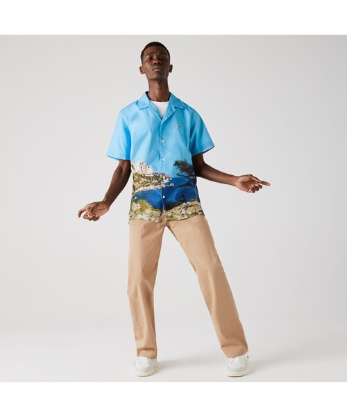 LACOSTE(ラコステ)の「ランドスケープグラフィックオープンネックシャツ(シャツ/ブラウス・メンズ・スカイブルー/ライトブルー/ピンク・38/39/41/40)」の6枚目の写真