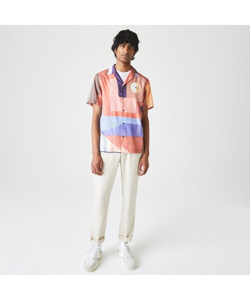 LACOSTE(ラコステ)の「ランドスケープグラフィックオープンネックシャツ(シャツ/ブラウス・メンズ・スカイブルー/ライトブルー/ピンク・38/39/41/40)」の9枚目の写真