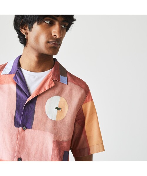 LACOSTE(ラコステ)の「ランドスケープグラフィックオープンネックシャツ(シャツ/ブラウス・メンズ・スカイブルー/ライトブルー/ピンク・38/39/41/40)」の11枚目の写真