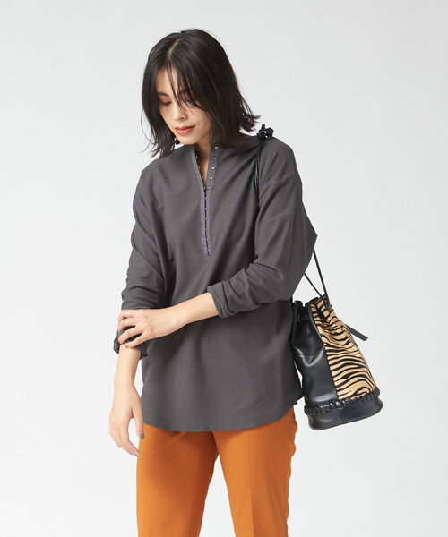 qualite（カリテ）の「パイル2WAYカットソー（Tシャツ/カットソー・レディース・オフホワイト/オレンジ/スミクロ・フリー）」の3枚目の写真