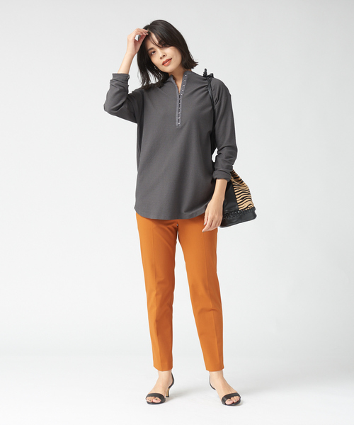 qualite（カリテ）の「パイル2WAYカットソー（Tシャツ/カットソー・レディース・オフホワイト/オレンジ/スミクロ・フリー）」の4枚目の写真