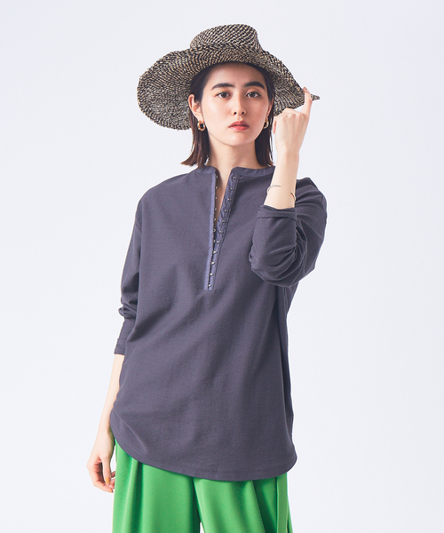 qualite（カリテ）の「パイル2WAYカットソー（Tシャツ/カットソー・レディース・オフホワイト/オレンジ/スミクロ・フリー）」の14枚目の写真