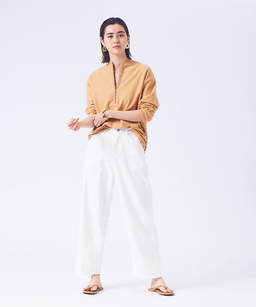 qualite（カリテ）の「パイル2WAYカットソー（Tシャツ/カットソー・レディース・オフホワイト/オレンジ/スミクロ・フリー）」の16枚目の写真