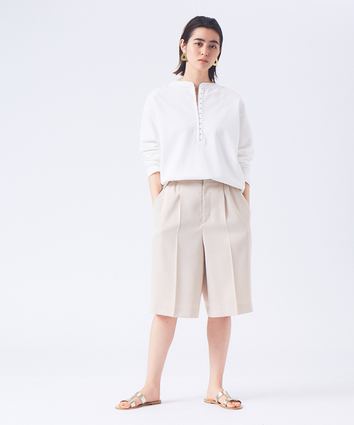 qualite（カリテ）の「パイル2WAYカットソー（Tシャツ/カットソー・レディース・オフホワイト/オレンジ/スミクロ・フリー）」の9枚目の写真