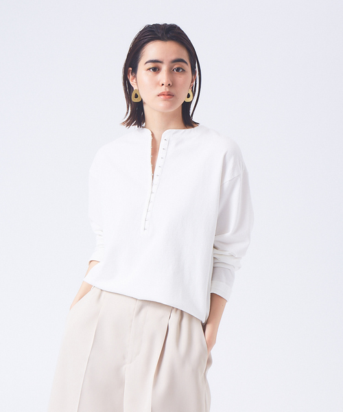 qualite（カリテ）の「パイル2WAYカットソー（Tシャツ/カットソー・レディース・オフホワイト/オレンジ/スミクロ・フリー）」の15枚目の写真