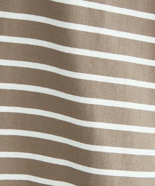 ONIGIRI（オニギリ）の「〈オーガニックコットン〉バックスリットボーダー半袖Ｔシャツ（Tシャツ/カットソー・レディース・ホワイト/ブラウン/ターコイズブルー・FREE）」の14枚目の写真