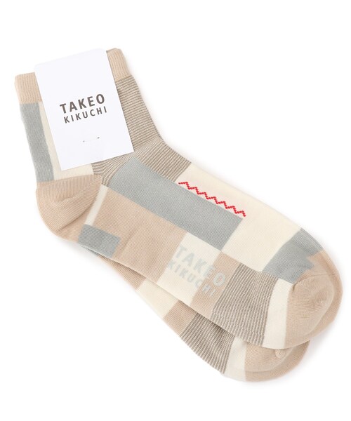 TAKEO KIKUCHI（タケオキクチ）の「◆パッチワーク アンクルソックス（ソックス/靴下・メンズ・ベージュ系その他7/ブルー系9/ピンク系・00）」の2枚目の写真