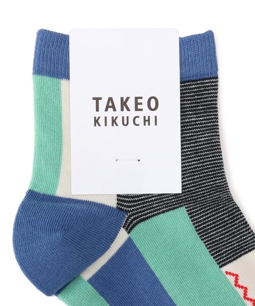 TAKEO KIKUCHI（タケオキクチ）の「◆パッチワーク アンクルソックス（ソックス/靴下・メンズ・ベージュ系その他7/ブルー系9/ピンク系・00）」の6枚目の写真