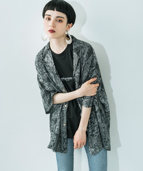 Ressaca（レサーカ）の「オーバーサイズ レーヨン アロハシャツ 総柄 オープンカラーシャツ（シャツ/ブラウス・メンズ・ベージュ/ホワイト系/ベージュ系/ブラック/その他1/ブラック系2/ホワイト/その他/ブラック系1/ブルー/ブラック系/ブルー系/ホワイト系1・M/L）」の12枚目の写真