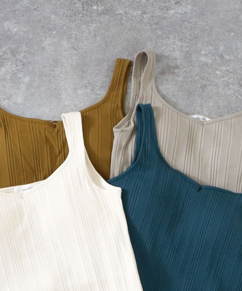 archives（アルシーヴ）の「カップ付きキャミタンク（タンクトップ・レディース・ベージュ/オフホワイト/ブルー/グリーン系その他・MEDIUM）」の2枚目の写真