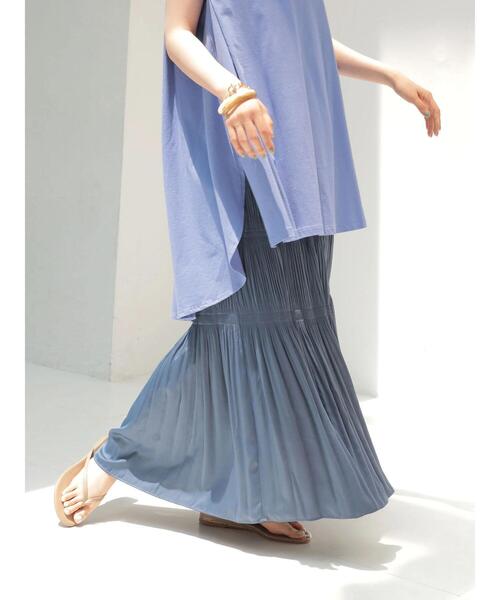 AMERICAN HOLIC（アメリカンホリック）の「マジョリカプリーツスカート＊（スカート・レディース・アイボリー/ブルー/サックスブルー/モカ・L/M）」の8枚目の写真