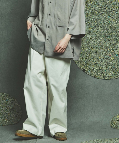 MAISON SPECIAL（メゾンスペシャル）の「《ユニセックスアイテム》マルチファブリック1タックイージーワイドパンツ 【MAISON SPECIAL/メゾンスペシャル】（その他パンツ・メンズ・ブラック/オフホワイト/ホワイト/パープル/グリーン/ピンク/ラベンダー・46/48/44）」の3枚目の写真