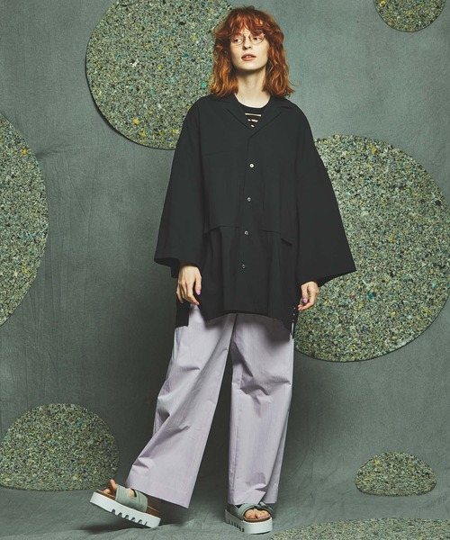 MAISON SPECIAL（メゾンスペシャル）の「《ユニセックスアイテム》マルチファブリック1タックイージーワイドパンツ 【MAISON SPECIAL/メゾンスペシャル】（その他パンツ・メンズ・ブラック/オフホワイト/ホワイト/パープル/グリーン/ピンク/ラベンダー・46/48/44）」の21枚目の写真