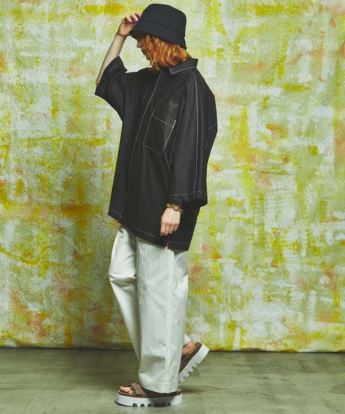 MAISON SPECIAL（メゾンスペシャル）の「《ユニセックスアイテム》マルチファブリック1タックイージーワイドパンツ 【MAISON SPECIAL/メゾンスペシャル】（その他パンツ・メンズ・ブラック/オフホワイト/ホワイト/パープル/グリーン/ピンク/ラベンダー・46/48/44）」の11枚目の写真